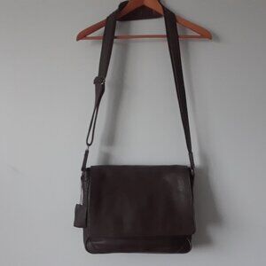 Danier Brown Leather Messenger Bag